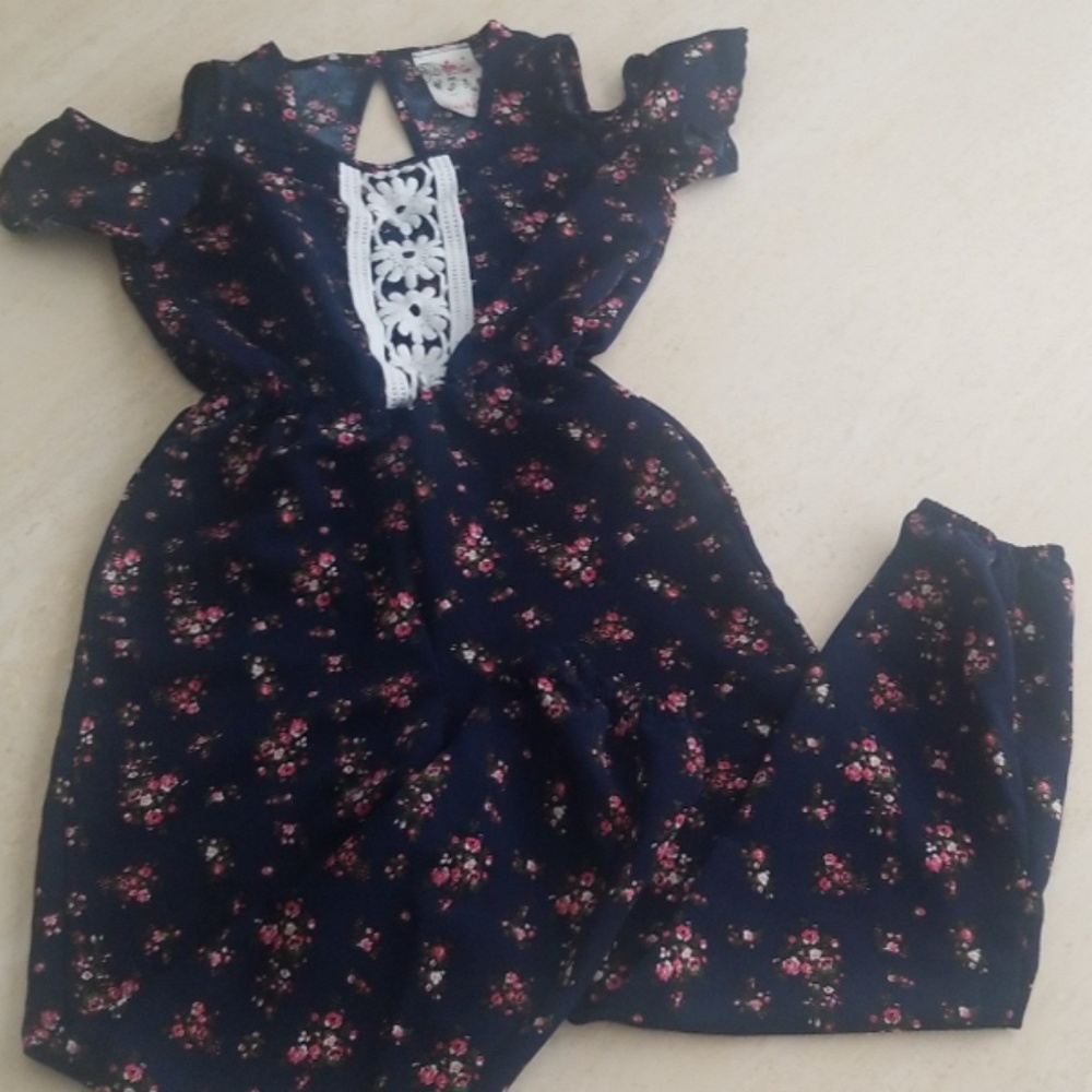 JENNA & JESSIE Girls Floral Romper- Pants
